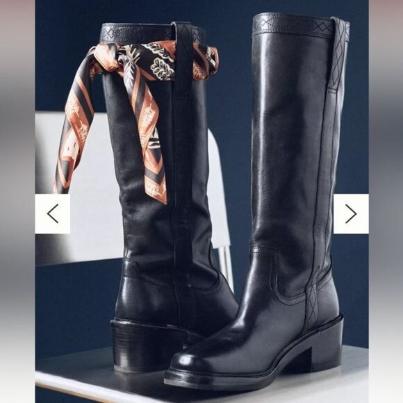 Frye Kate Knee High Boots Womens 7.5 Black Country Western Rustic Chore Riding - Picture 2 of 7